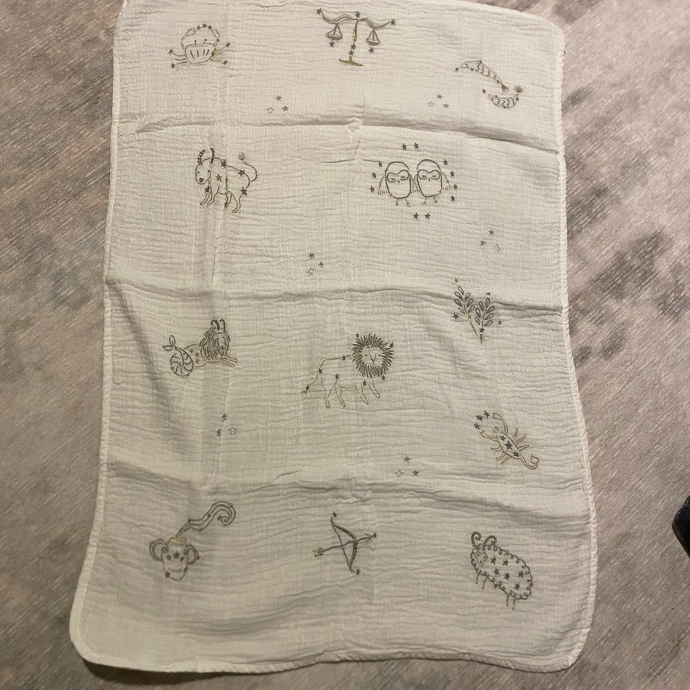 Pottery Barn Kids Cream Zodiac Blanket